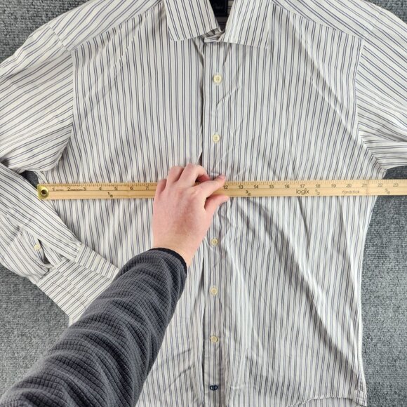 David Donahue Button Up Long Sleeve Striped Colorful Purple Yellow 15.5 32/33 - Picture 5 of 14